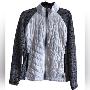 Smartwool White Quilted Front Jacket with Black Patterned Sleeves